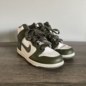 Nike Dunk High (PS)  Unisex Kid’s White Green Sneakers DD2314-105 Size 13C